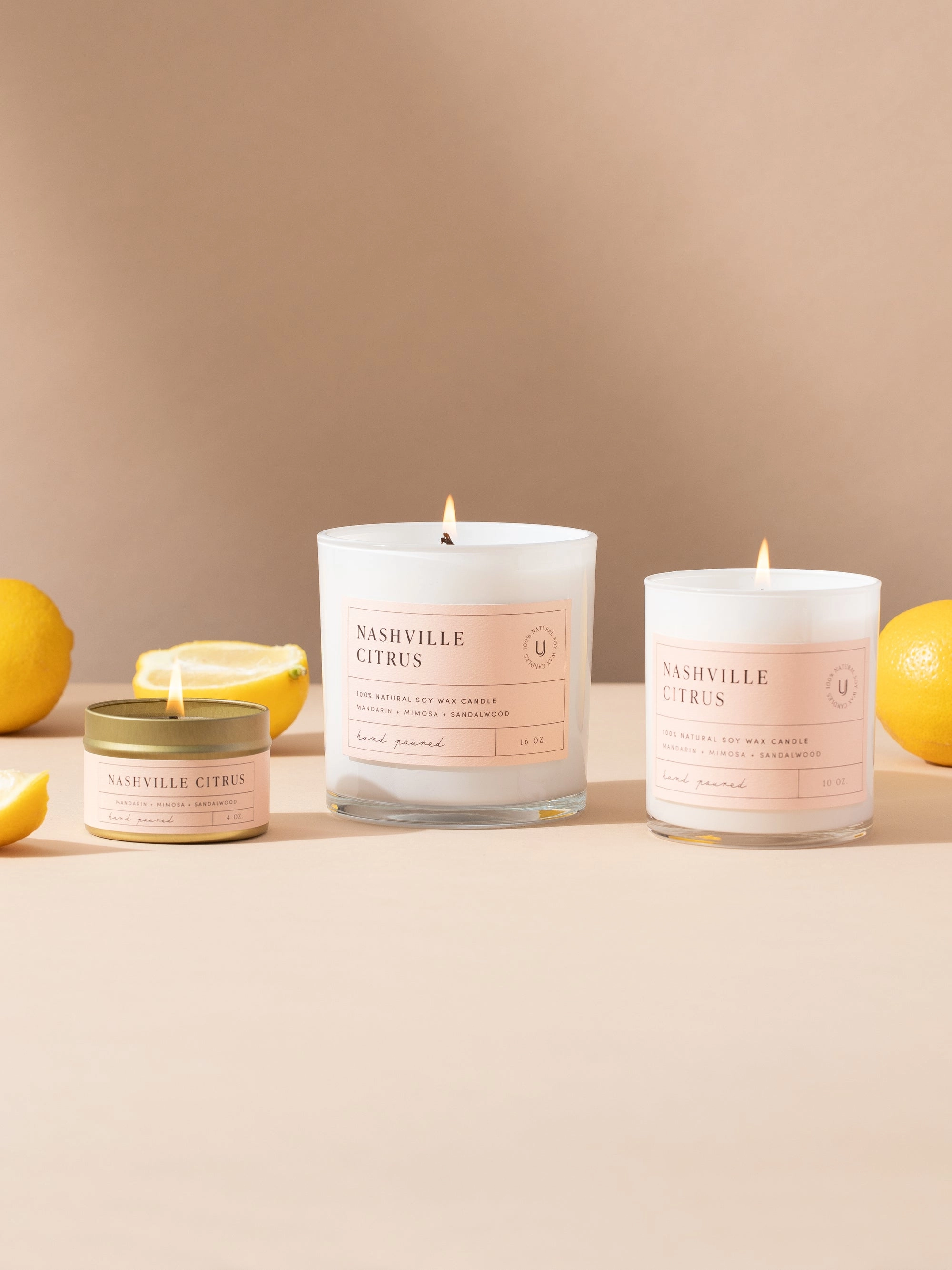 Nashville Citrus Candle | 4 OZ 10 OZ 16 OZ  | Group Image | Uncommon Lifestyle